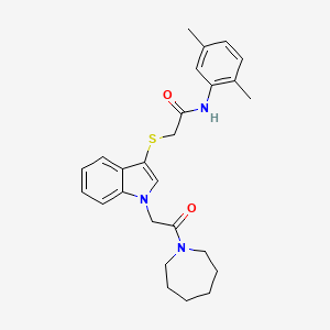 molecular formula C26H31N3O2S B2623600 2-((1-(2-(azepan-1-yl)-2-oxoethyl)-1H-indol-3-yl)thio)-N-(2,5-dimethylphenyl)acetamide CAS No. 878055-17-5