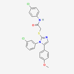 molecular formula C24H19Cl2N3O2S B2623603 N-(4-chlorophenyl)-2-((1-(3-chlorophenyl)-5-(4-methoxyphenyl)-1H-imidazol-2-yl)thio)acetamide CAS No. 1207036-65-4