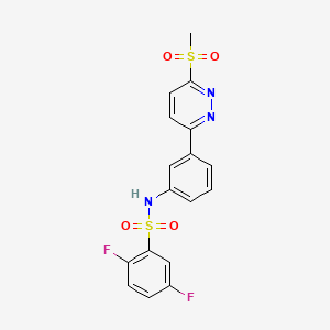molecular formula C17H13F2N3O4S2 B2623604 2,5-difluoro-N-(3-(6-(methylsulfonyl)pyridazin-3-yl)phenyl)benzenesulfonamide CAS No. 921583-34-8