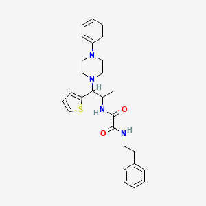 molecular formula C27H32N4O2S B2623605 N1-phenethyl-N2-(1-(4-phenylpiperazin-1-yl)-1-(thiophen-2-yl)propan-2-yl)oxalamide CAS No. 863017-27-0