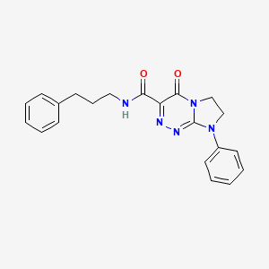 molecular formula C21H21N5O2 B2623607 4-oxo-8-phenyl-N-(3-phenylpropyl)-4,6,7,8-tetrahydroimidazo[2,1-c][1,2,4]triazine-3-carboxamide CAS No. 946360-25-4