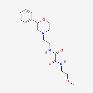 molecular formula C17H25N3O4 B2623610 N1-(2-methoxyethyl)-N2-(2-(2-phenylmorpholino)ethyl)oxalamide CAS No. 953940-71-1