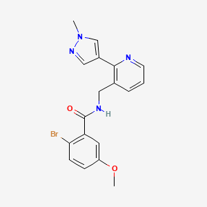 molecular formula C18H17BrN4O2 B2623614 2-bromo-5-methoxy-N-((2-(1-methyl-1H-pyrazol-4-yl)pyridin-3-yl)methyl)benzamide CAS No. 2034561-97-0