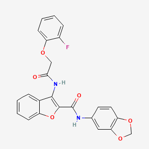 molecular formula C24H17FN2O6 B2623627 N-(benzo[d][1,3]dioxol-5-yl)-3-(2-(2-fluorophenoxy)acetamido)benzofuran-2-carboxamide CAS No. 888462-76-8