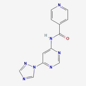 molecular formula C12H9N7O B2623628 N-(6-(1H-1,2,4-triazol-1-yl)pyrimidin-4-yl)isonicotinamide CAS No. 1448123-38-3