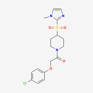 molecular formula C17H20ClN3O4S B2623633 2-(4-chlorophenoxy)-1-(4-((1-methyl-1H-imidazol-2-yl)sulfonyl)piperidin-1-yl)ethanone CAS No. 2320466-57-5