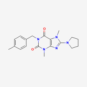 molecular formula C19H23N5O2 B2623638 3,7-dimethyl-1-(4-methylbenzyl)-8-(pyrrolidin-1-yl)-1H-purine-2,6(3H,7H)-dione CAS No. 919020-22-7