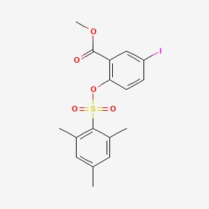 molecular formula C17H17IO5S B2623639 Methyl 5-iodo-2-((mesitylsulfonyl)oxy)benzenecarboxylate CAS No. 256521-67-2