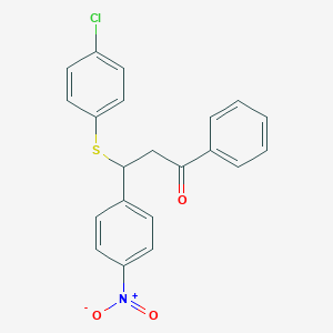 molecular formula C21H16ClNO3S B262364 3-[(4-Chlorophenyl)sulfanyl]-3-{4-nitrophenyl}-1-phenyl-1-propanone 