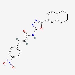 molecular formula C21H18N4O4 B2623657 (E)-3-(4-nitrophenyl)-N-(5-(5,6,7,8-tetrahydronaphthalen-2-yl)-1,3,4-oxadiazol-2-yl)acrylamide CAS No. 887886-81-9