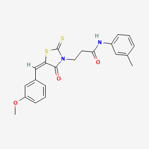 molecular formula C21H20N2O3S2 B2623659 3-[(5E)-5-[(3-methoxyphenyl)methylidene]-4-oxo-2-sulfanylidene-1,3-thiazolidin-3-yl]-N-(3-methylphenyl)propanamide CAS No. 301158-29-2
