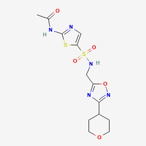 N-(5-(N-((3-(tetrahydro-2H-pyran-4-yl)-1,2,4-oxadiazol-5-yl)methyl)sulfamoyl)thiazol-2-yl)acetamide