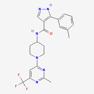 molecular formula C22H23F3N6O B2623664 N-(1-(2-methyl-6-(trifluoromethyl)pyrimidin-4-yl)piperidin-4-yl)-3-(m-tolyl)-1H-pyrazole-4-carboxamide CAS No. 2034405-80-4