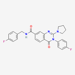molecular formula C26H22F2N4O2 B2623669 N-(4-fluorobenzyl)-3-(4-fluorophenyl)-4-oxo-2-(pyrrolidin-1-yl)-3,4-dihydroquinazoline-7-carboxamide CAS No. 1251568-54-3