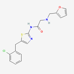 molecular formula C17H16ClN3O2S B2623681 N-(5-(2-chlorobenzyl)thiazol-2-yl)-2-((furan-2-ylmethyl)amino)acetamide CAS No. 854003-82-0