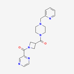 molecular formula C19H22N6O2 B2623684 Pyrazin-2-yl(3-(4-(pyridin-2-ylmethyl)piperazine-1-carbonyl)azetidin-1-yl)methanone CAS No. 1396807-76-3