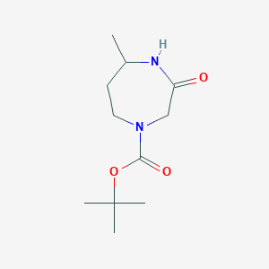 molecular formula C11H20N2O3 B2623693 Tert-butyl 5-methyl-3-oxo-1,4-diazepane-1-carboxylate CAS No. 179686-61-4