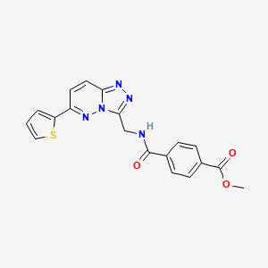 molecular formula C19H15N5O3S B2623699 Methyl 4-(((6-(thiophen-2-yl)-[1,2,4]triazolo[4,3-b]pyridazin-3-yl)methyl)carbamoyl)benzoate CAS No. 2034367-95-6