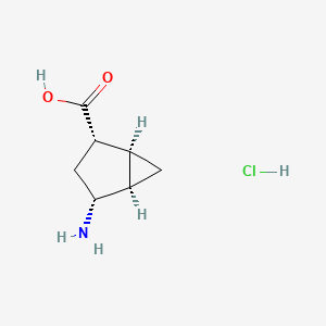 molecular formula C7H12ClNO2 B2623700 (1S,2S,4R,5R)-4-Aminobicyclo[3.1.0]hexane-2-carboxylic acid;hydrochloride CAS No. 452324-47-9