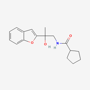 molecular formula C17H21NO3 B2623704 N-(2-(benzofuran-2-yl)-2-hydroxypropyl)cyclopentanecarboxamide CAS No. 2034545-22-5