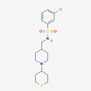 molecular formula C17H25ClN2O2S2 B2623708 3-chloro-N-((1-(tetrahydro-2H-thiopyran-4-yl)piperidin-4-yl)methyl)benzenesulfonamide CAS No. 2034617-73-5