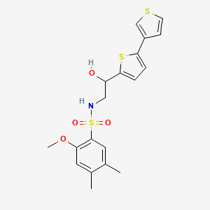 molecular formula C19H21NO4S3 B2623710 N-(2-([2,3'-bithiophen]-5-yl)-2-hydroxyethyl)-2-methoxy-4,5-dimethylbenzenesulfonamide CAS No. 2210141-81-2