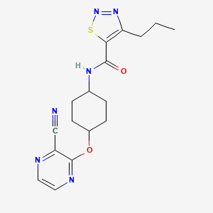 molecular formula C17H20N6O2S B2623711 N-((1r,4r)-4-((3-cyanopyrazin-2-yl)oxy)cyclohexyl)-4-propyl-1,2,3-thiadiazole-5-carboxamide CAS No. 2034317-47-8