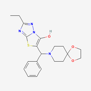 molecular formula C20H24N4O3S B2623754 2-Ethyl-5-(phenyl(1,4-dioxa-8-azaspiro[4.5]decan-8-yl)methyl)thiazolo[3,2-b][1,2,4]triazol-6-ol CAS No. 898345-71-6