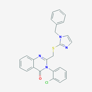 molecular formula C25H19ClN4OS B262376 2-{[(1-benzyl-1H-imidazol-2-yl)thio]methyl}-3-(2-chlorophenyl)quinazolin-4(3H)-one 