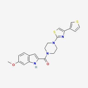 molecular formula C21H20N4O2S2 B2623760 (6-methoxy-1H-indol-2-yl)(4-(4-(thiophen-3-yl)thiazol-2-yl)piperazin-1-yl)methanone CAS No. 1448125-89-0