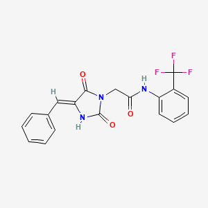 molecular formula C19H14F3N3O3 B2623768 2-[(4Z)-4-benzylidene-2,5-dioxoimidazolidin-1-yl]-N-[2-(trifluoromethyl)phenyl]acetamide CAS No. 880796-43-0