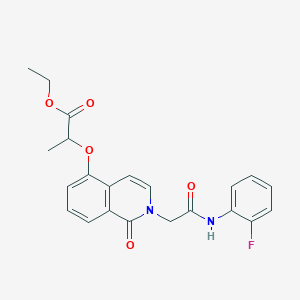 molecular formula C22H21FN2O5 B2623771 Ethyl 2-[2-[2-(2-fluoroanilino)-2-oxoethyl]-1-oxoisoquinolin-5-yl]oxypropanoate CAS No. 868224-47-9