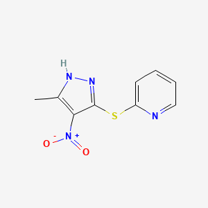 molecular formula C9H8N4O2S B2623792 2-[(3-methyl-4-nitro-1H-pyrazol-5-yl)sulfanyl]pyridine CAS No. 358731-01-8