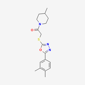 2-((5-(3,4-Dimethylphenyl)-1,3,4-oxadiazol-2-yl)thio)-1-(4-methylpiperidin-1-yl)ethanone