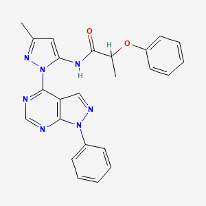 molecular formula C24H21N7O2 B2623826 N-(3-methyl-1-(1-phenyl-1H-pyrazolo[3,4-d]pyrimidin-4-yl)-1H-pyrazol-5-yl)-2-phenoxypropanamide CAS No. 1006304-20-6