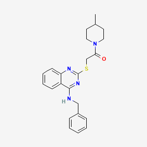 molecular formula C23H26N4OS B2623830 2-[4-(Benzylamino)quinazolin-2-yl]sulfanyl-1-(4-methylpiperidin-1-yl)ethanone CAS No. 422531-85-9