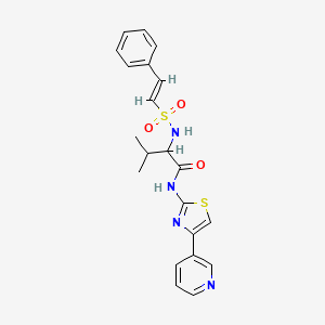 3-Methyl-2-[[(E)-2-phenylethenyl]sulfonylamino]-N-(4-pyridin-3-yl-1,3-thiazol-2-yl)butanamide