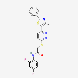 molecular formula C22H16F2N4OS2 B2623834 N-(2,4-difluorophenyl)-2-((6-(4-methyl-2-phenylthiazol-5-yl)pyridazin-3-yl)thio)acetamide CAS No. 892416-67-0