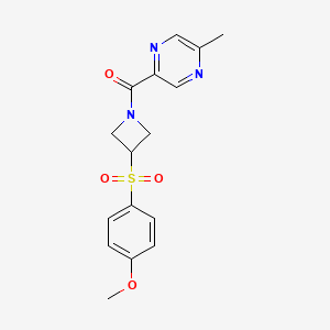 molecular formula C16H17N3O4S B2623857 (3-((4-Methoxyphenyl)sulfonyl)azetidin-1-yl)(5-methylpyrazin-2-yl)methanone CAS No. 1706207-47-7