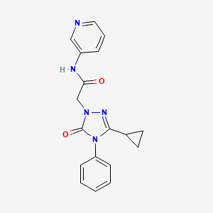 molecular formula C18H17N5O2 B2623869 2-(3-cyclopropyl-5-oxo-4-phenyl-4,5-dihydro-1H-1,2,4-triazol-1-yl)-N-(pyridin-3-yl)acetamide CAS No. 1396751-47-5