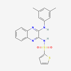 molecular formula C20H18N4O2S2 B2623875 N-{3-[(3,5-dimethylphenyl)amino]quinoxalin-2-yl}thiophene-2-sulfonamide CAS No. 577769-93-8