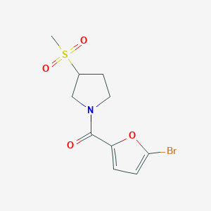 molecular formula C10H12BrNO4S B2623890 (5-Bromofuran-2-yl)(3-(methylsulfonyl)pyrrolidin-1-yl)methanone CAS No. 1448068-65-2