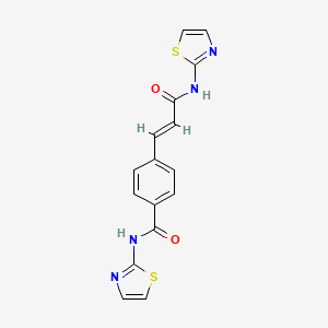 molecular formula C16H12N4O2S2 B2623893 (E)-4-(3-oxo-3-(thiazol-2-ylamino)prop-1-en-1-yl)-N-(thiazol-2-yl)benzamide CAS No. 488107-98-8