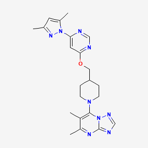 molecular formula C22H27N9O B2623900 7-[4-[[6-(3,5-Dimethylpyrazol-1-yl)pyrimidin-4-yl]oxymethyl]piperidin-1-yl]-5,6-dimethyl-[1,2,4]triazolo[1,5-a]pyrimidine CAS No. 2380067-89-8