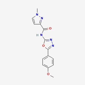 molecular formula C14H13N5O3 B2623909 N-(5-(4-methoxyphenyl)-1,3,4-oxadiazol-2-yl)-1-methyl-1H-pyrazole-3-carboxamide CAS No. 1170566-33-2