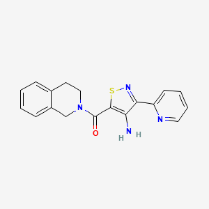 molecular formula C18H16N4OS B2623914 5-(3,4-dihydroisoquinolin-2(1H)-ylcarbonyl)-3-pyridin-2-ylisothiazol-4-amine CAS No. 1251589-26-0