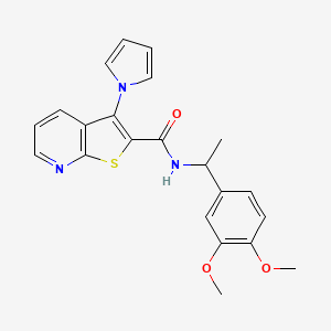 molecular formula C22H21N3O3S B2623919 N-[1-(3,4-dimethoxyphenyl)ethyl]-3-(1H-pyrrol-1-yl)thieno[2,3-b]pyridine-2-carboxamide CAS No. 1112279-69-2