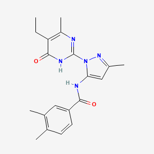 N-(1-(5-ethyl-4-methyl-6-oxo-1,6-dihydropyrimidin-2-yl)-3-methyl-1H-pyrazol-5-yl)-3,4-dimethylbenzamide