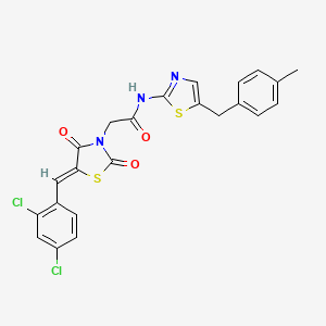 molecular formula C23H17Cl2N3O3S2 B2623925 (Z)-2-(5-(2,4-dichlorobenzylidene)-2,4-dioxothiazolidin-3-yl)-N-(5-(4-methylbenzyl)thiazol-2-yl)acetamide CAS No. 299955-32-1