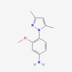 molecular formula C12H15N3O B2623926 4-(3,5-dimethyl-1H-pyrazol-1-yl)-3-methoxyaniline CAS No. 1020713-23-8